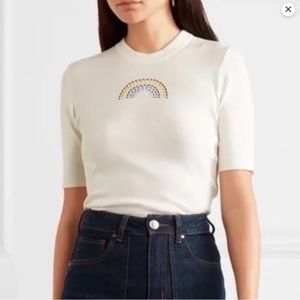 🤍 STAUD Rainbow Embroidered Knit Top sz XS